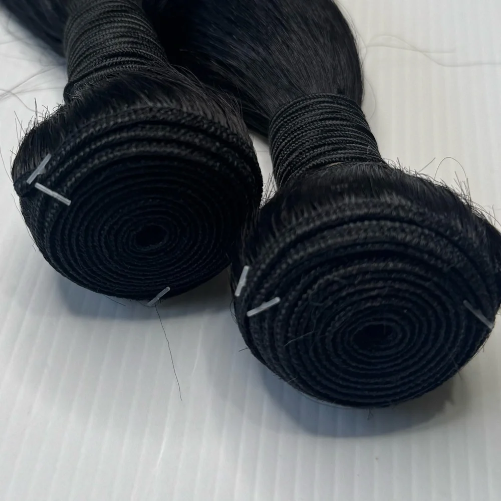 Human Hair Blend Straight 2 Bundles – 18” Jet Black Extensions, 200g